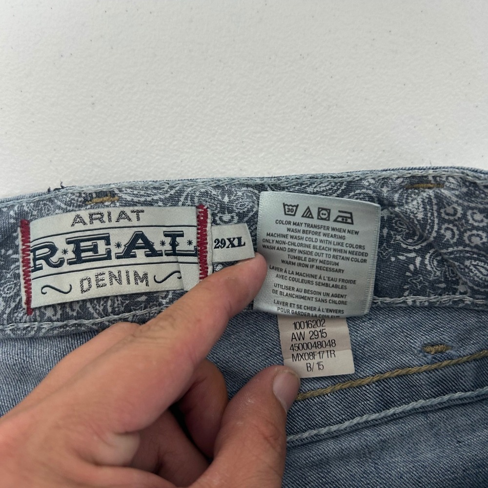 Ariat REAL Denim Jeans Womens 29XL Blue Bootcut Embroidered Pockets 32x36 * - Picture 4 of 13